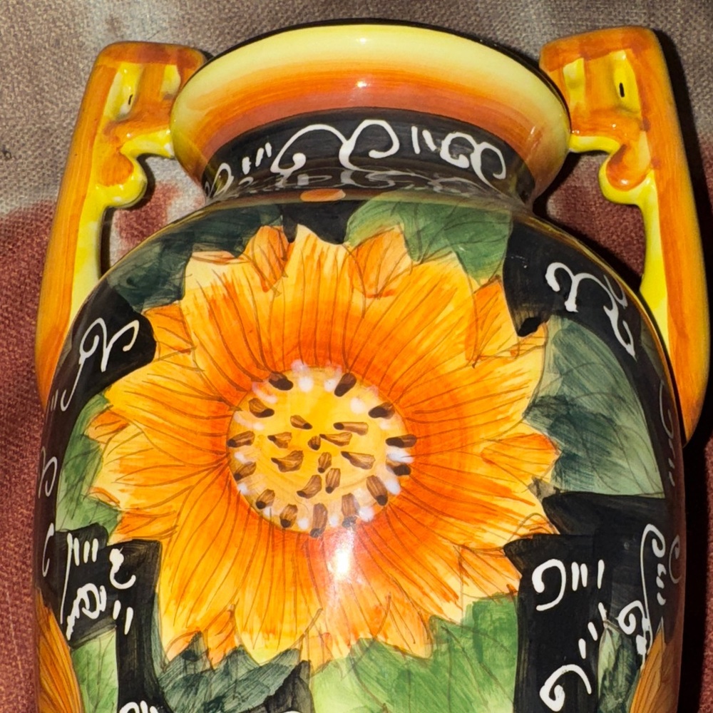 Vibrant Sunflower Ceramic Vase
